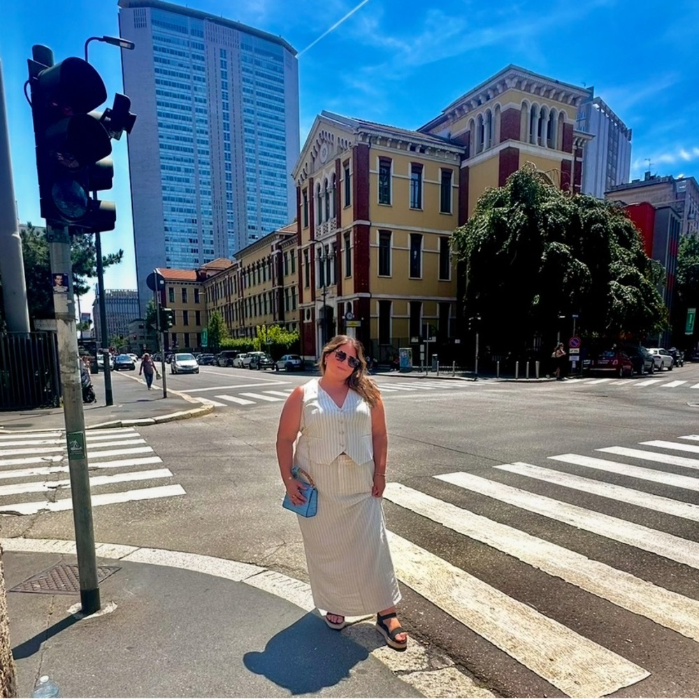 Chic Cream Linen Striped vest & maxi skirt Set